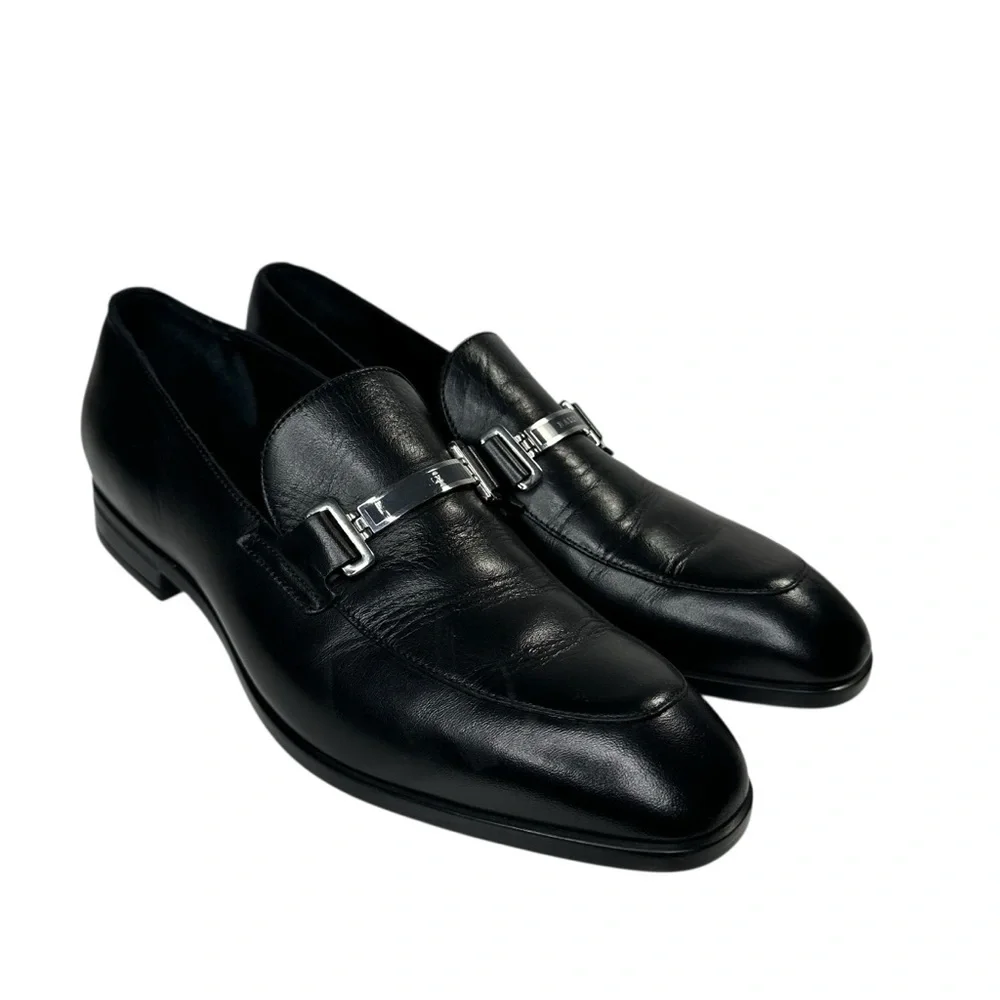 Bally Men's Onisor Black Leather Apron Toe Bit Loafer. Sz: 8